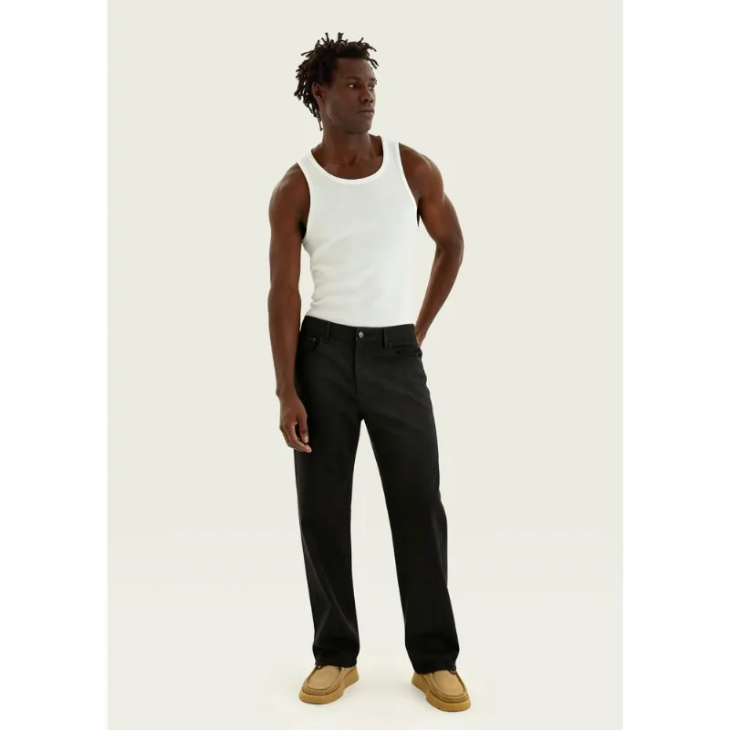 Calça Masculina Reta Em Sarja - Preto 042