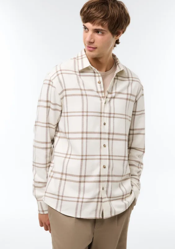 Camisa Masculina Xadrez Flanelada - Off white - Hering Adulto - Camisas