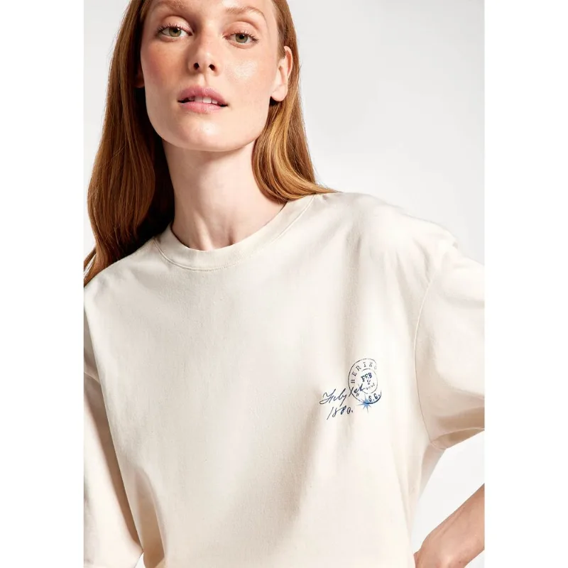 Camiseta Feminina Manga Curta Oversized - Off white M