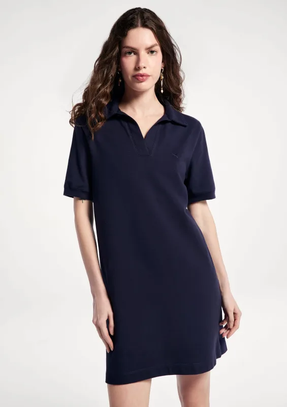 Vestido Polo Em Malha Piquet - Azul - Hering Adulto - Vestidos