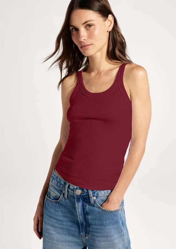 Regata Básica Feminina Slim Rib - Vinho - Hering Adulto - Regatas