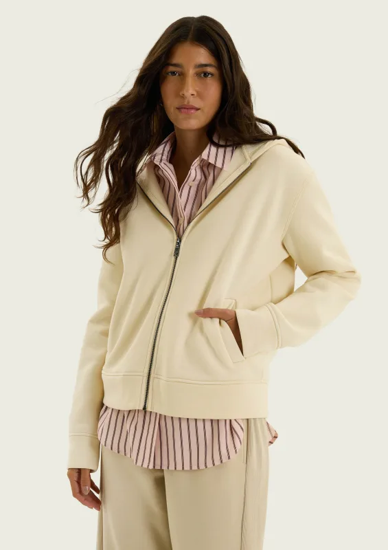 Jaqueta Feminina Em Moletom - Off white - Hering Adulto - Jaquetas