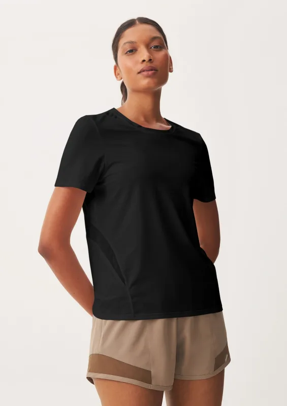 Camiseta Esportiva Feminina Básica Com Tule - Preto - Hering Sports - Camisetas
