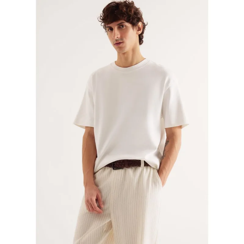Camiseta Masculina Manga Curta Em Malha Tech - Off white M
