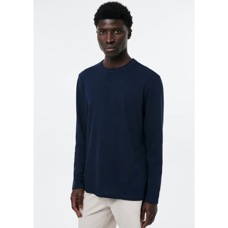 Camiseta Masculina Manga Longa Em Algodão Peruano - Azul XG