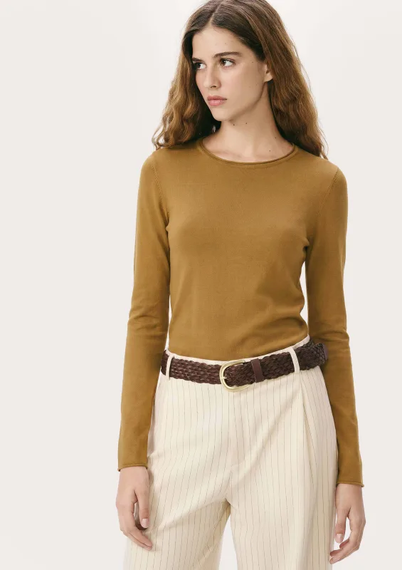 Blusa Feminina Manga Longa Slim Em Tricô Leve - Marrom - Hering Adulto - Blusas