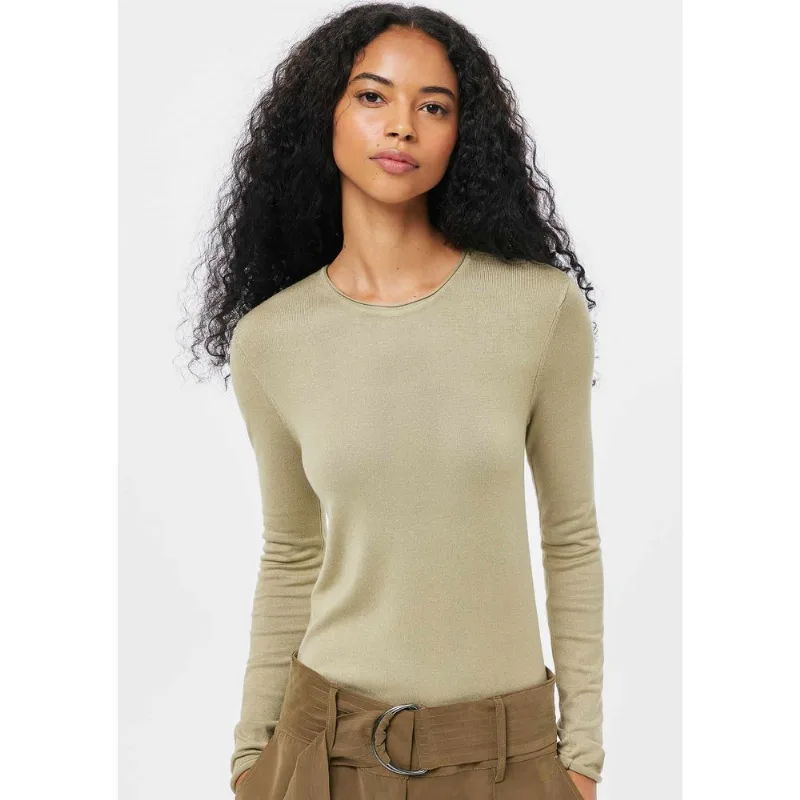 Blusa Feminina Manga Longa Slim Em Tricô Leve - Verde P