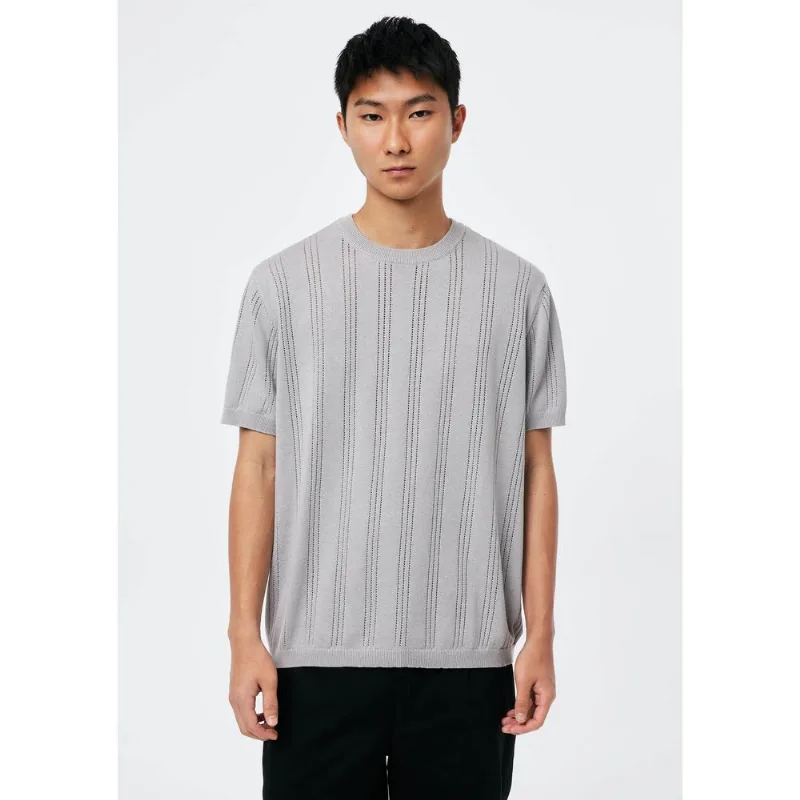 Camiseta Masculina Em Tricô Texturizado - Cinza XXG