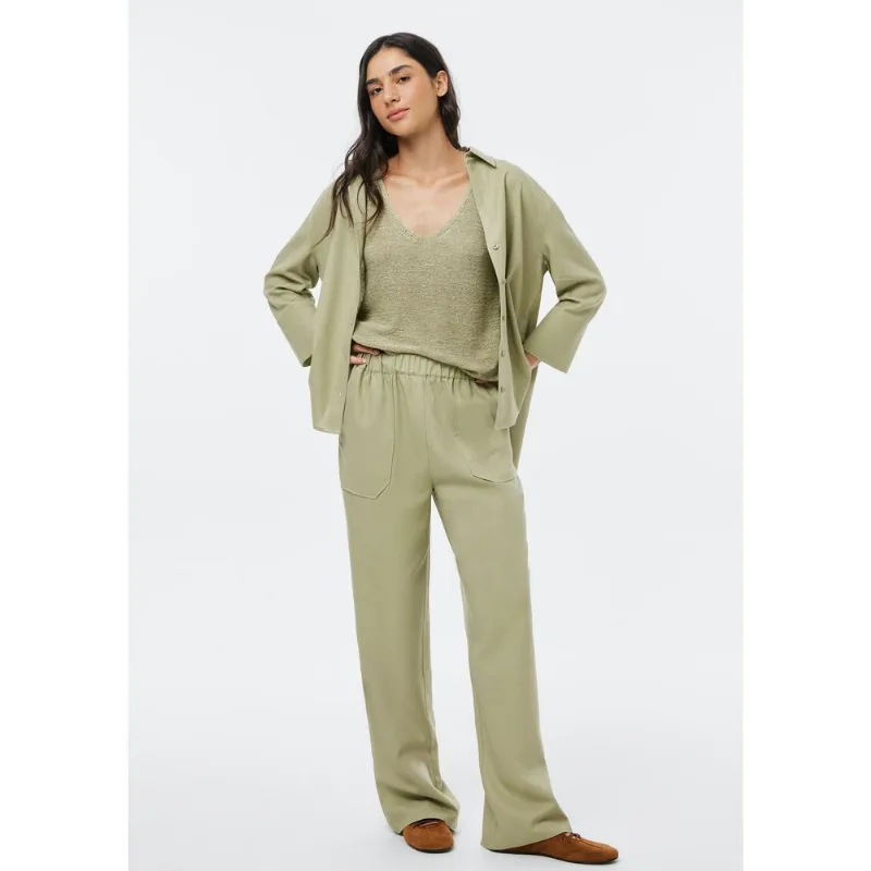 Calça Feminina Reta Em Viscolinho - Verde 036