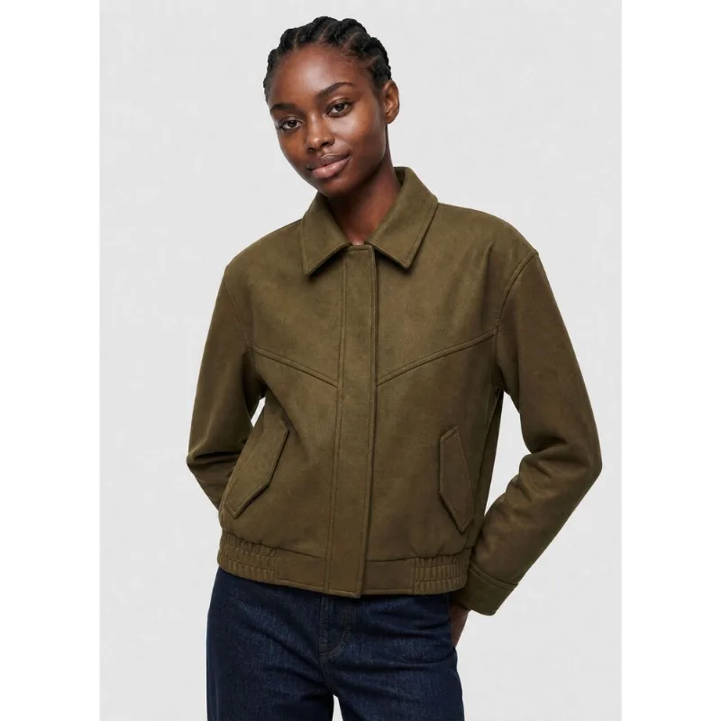 Jaqueta Feminina Bomber Em Suede - Verde G