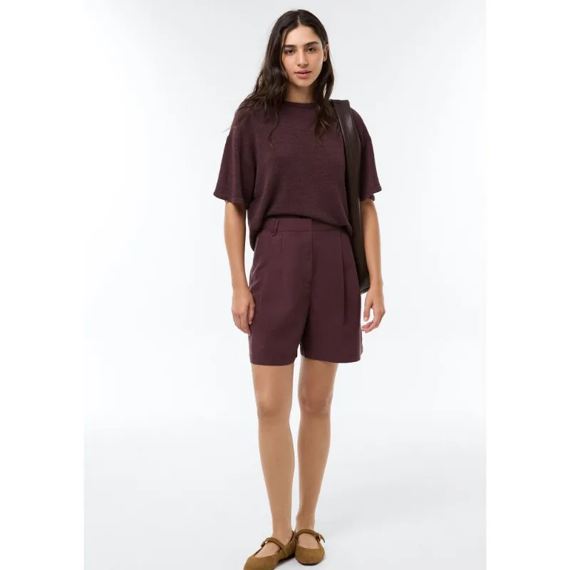 Bermuda Feminina Reta Em Peach Touch - Marrom 040