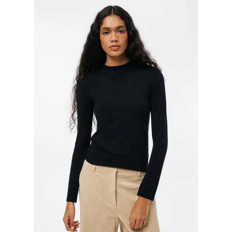 Blusa Feminina Manga Longa Slim Gola Alta - Preto XP