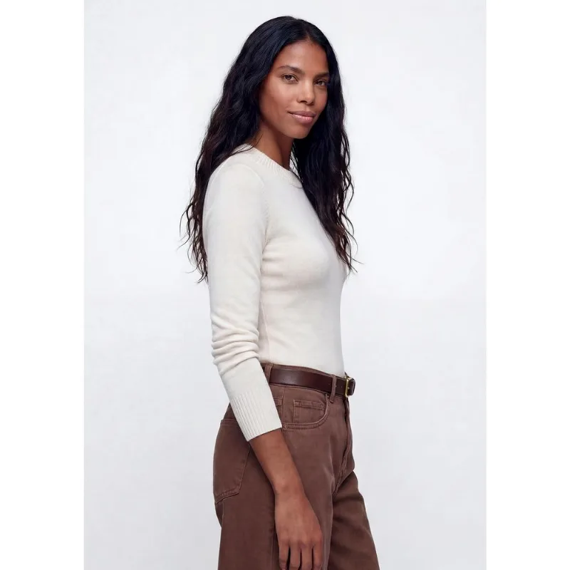 Blusa Feminina Manga Longa Slim Gola Alta - Off white G