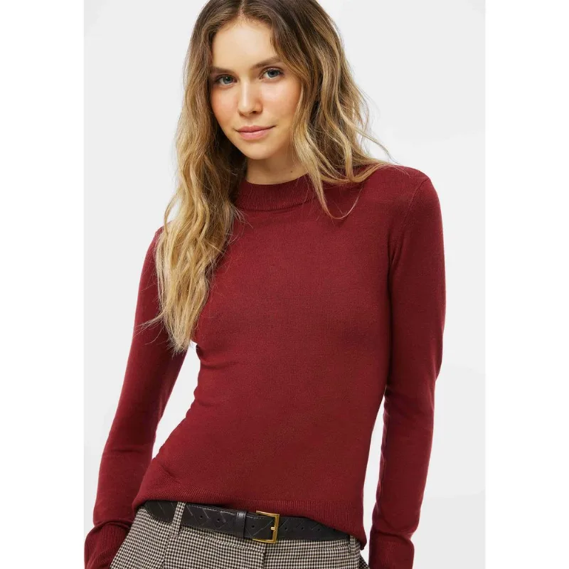 Blusa Feminina Manga Longa Slim Gola Alta - Vermelho P
