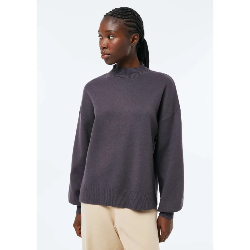 Blusão Feminino Tricô Gola Alta - Cinza P