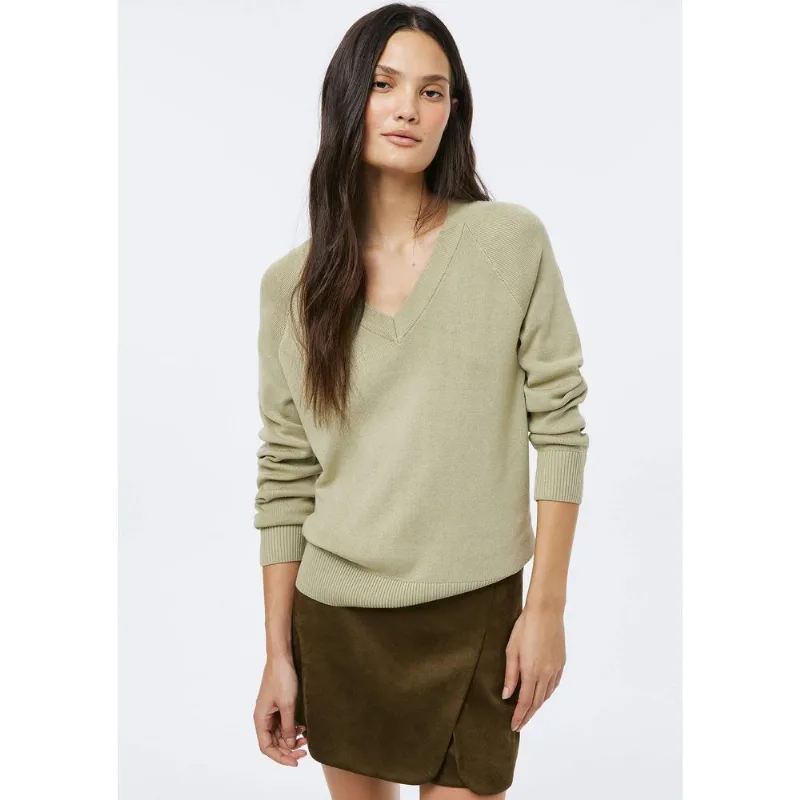 Blusão Feminino Decote V Em Tricô - Verde P