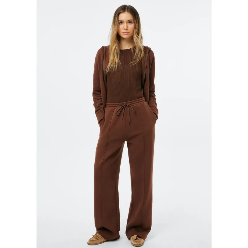 Calça Feminina Pantalona Em Moletom - Marrom G