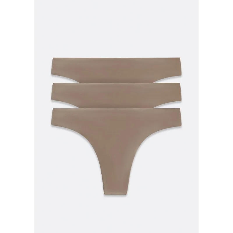 Kit 3 Calcinhas Tanga Fio Corte a Laser - Marrom P