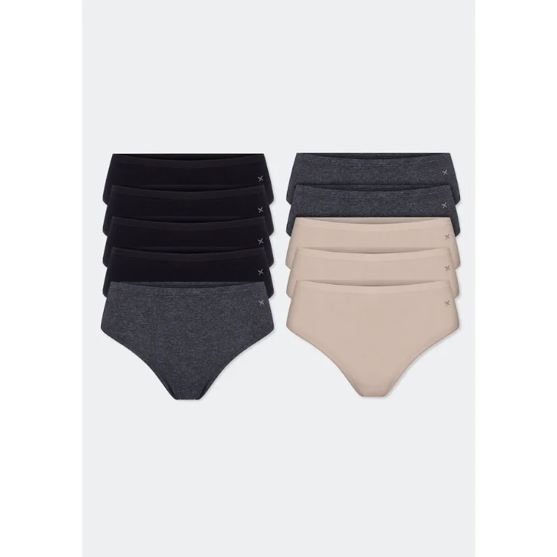 Kit 10 Calcinhas Básicas Caleçon Em Algodão - Multicolorido G