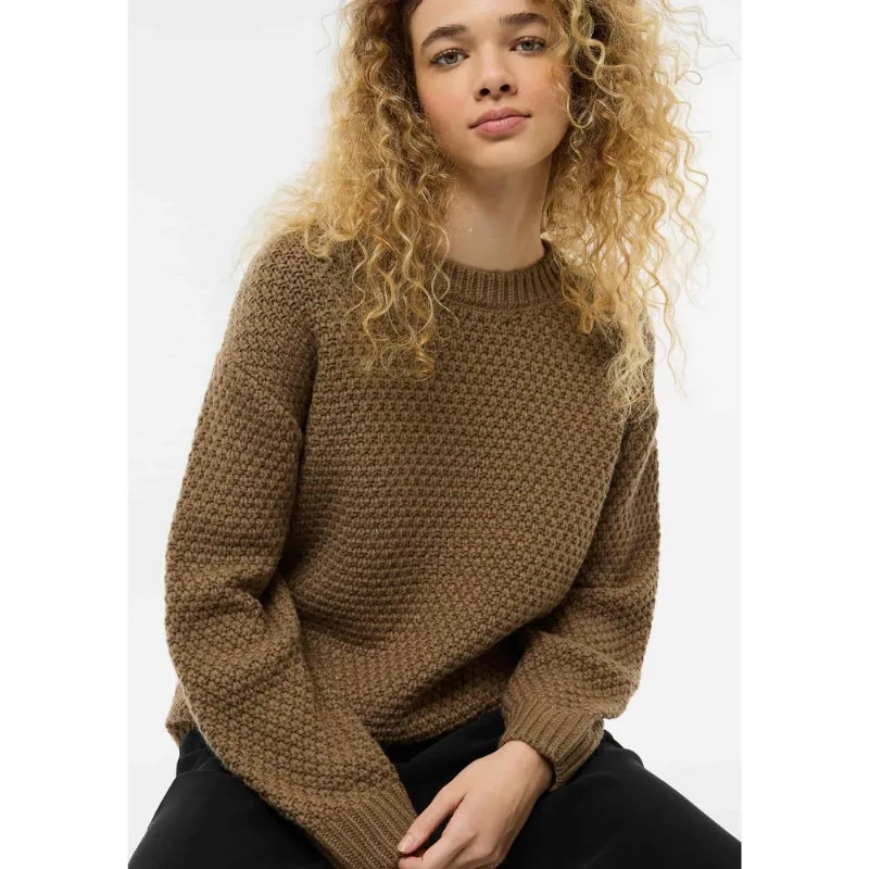 Blusão Feminino Em Tricô Texturizado - Marrom G