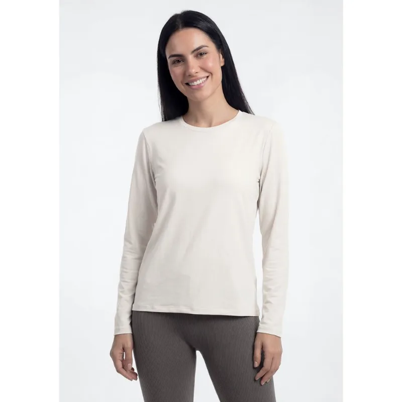 Camiseta Esportiva Feminina Manga Longa Proteção UV - Off white M