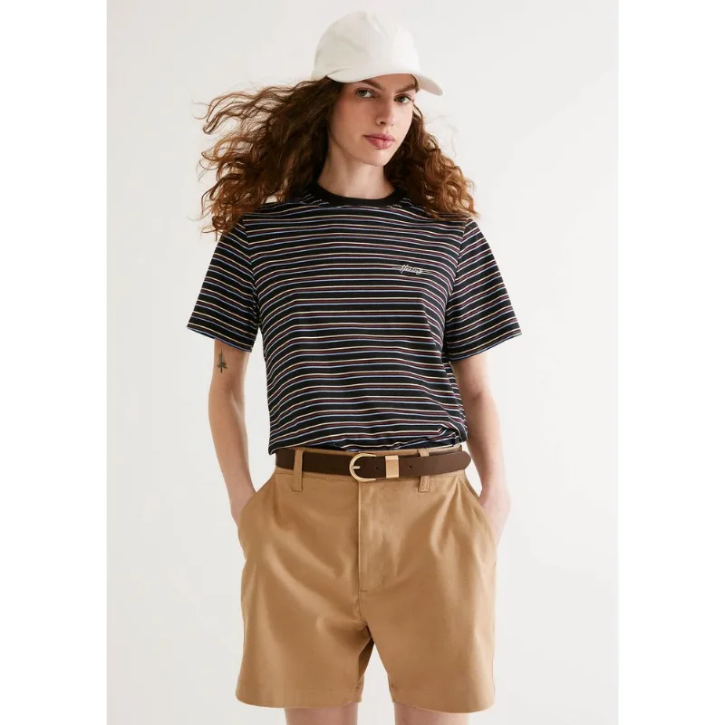 Camiseta Feminina Manga Curta Listrada - Preto G