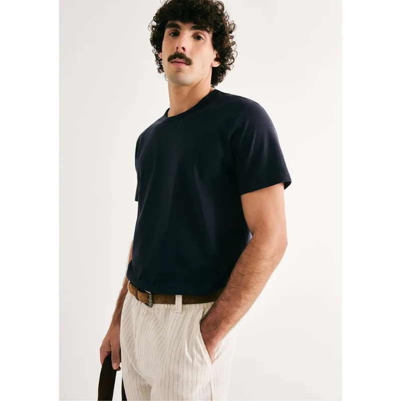 Camiseta Básica Masculina Manga Curta Slim - Azul EXG