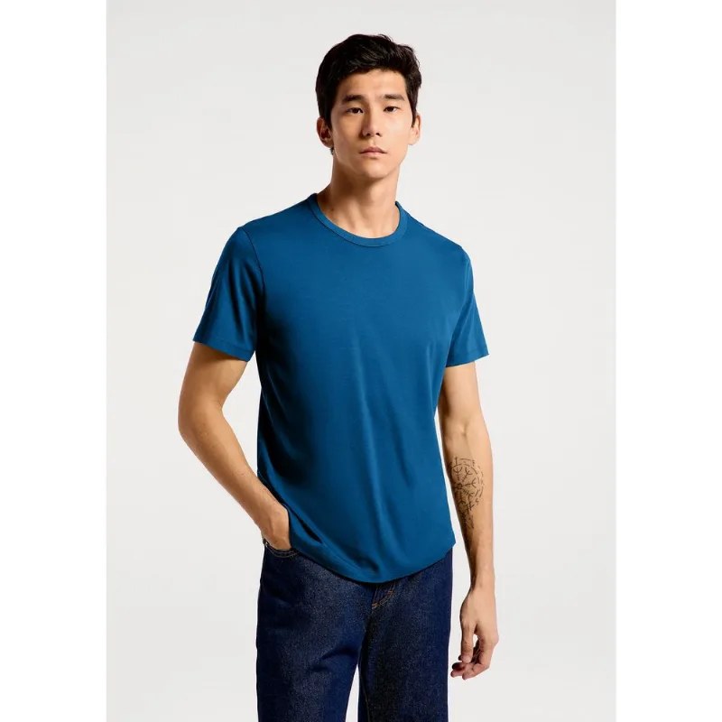 Camiseta Básica Masculina Manga Curta Slim - Azul EXG