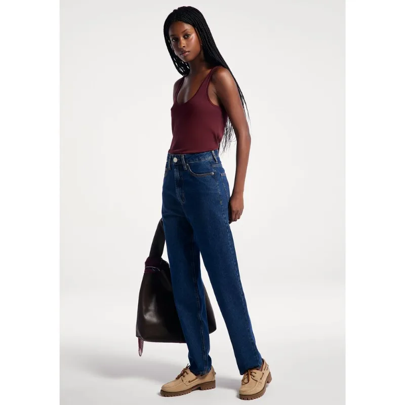Calça Jeans Feminina Mom Cintura Alta - Azul 036