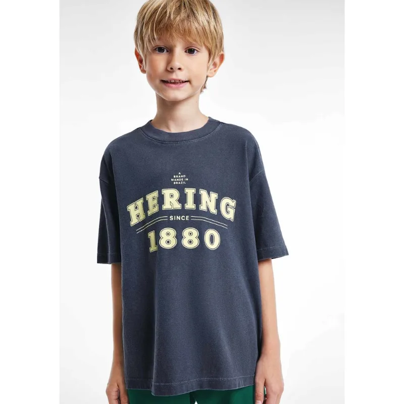 Blusa Infantil Menina Oversized Em Malha Estonada Com Estampa - Azul 008