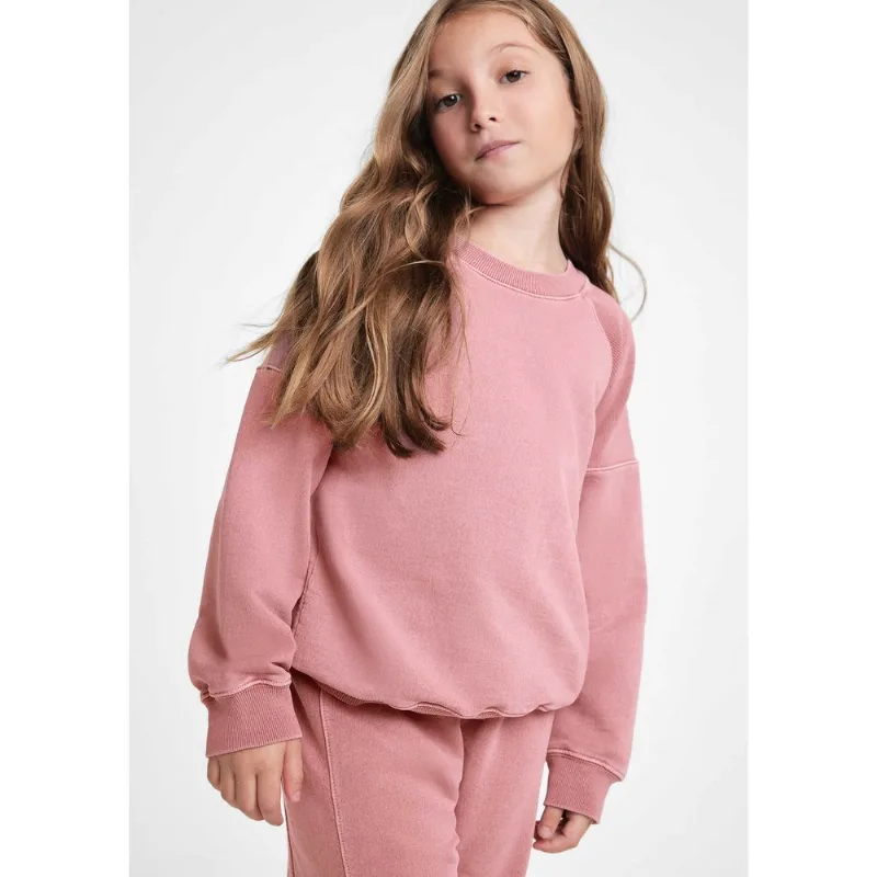 Blusão Infantil Menina Oversized Em Moletom Estonado - Rosa 014