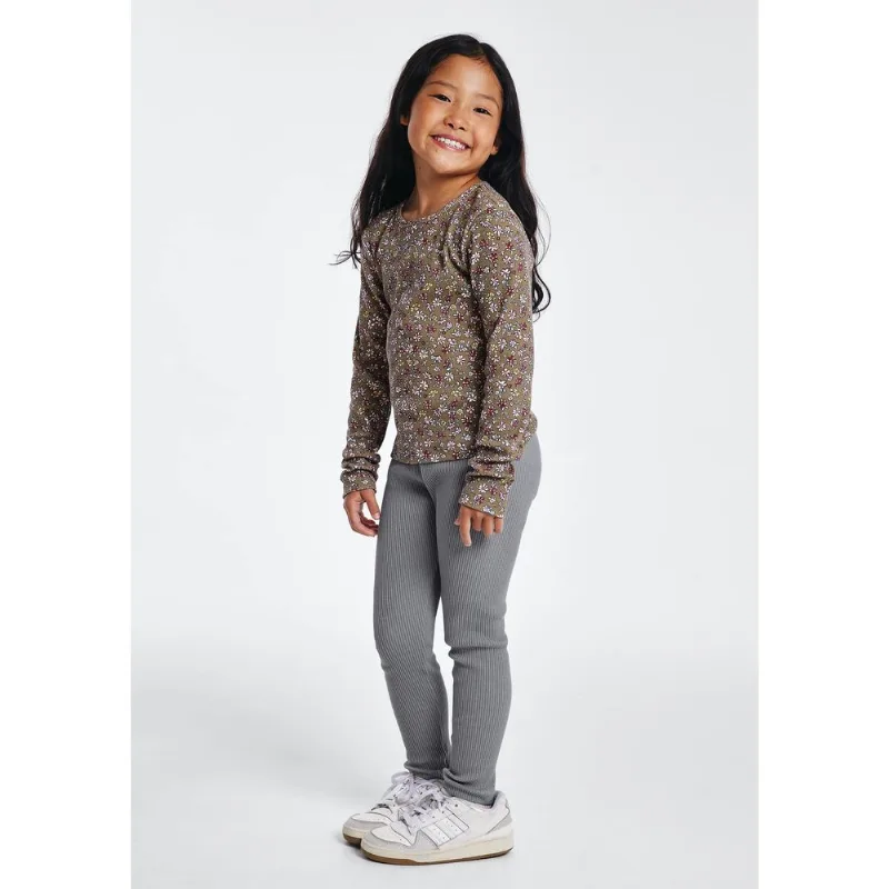 Calça Legging Infantil Menina Em Ribana Canelada - Cinza 004