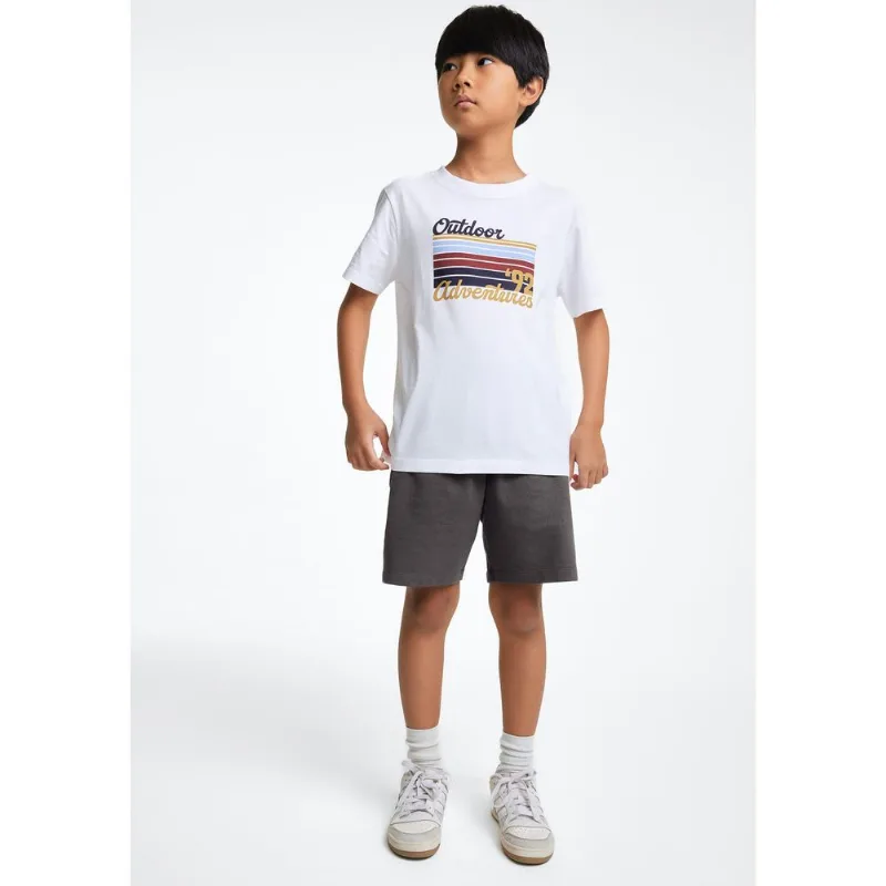 Conjunto Infantil Menino Curto Com Estampa - Off white 004