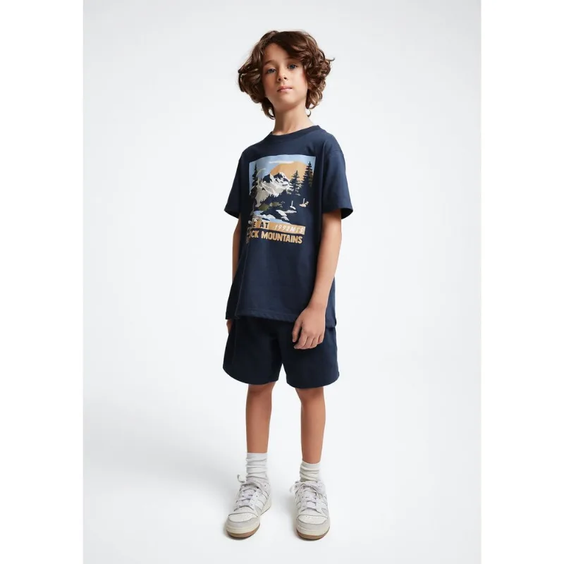Conjunto Infantil Menino Curto Com Estampa - Azul 006