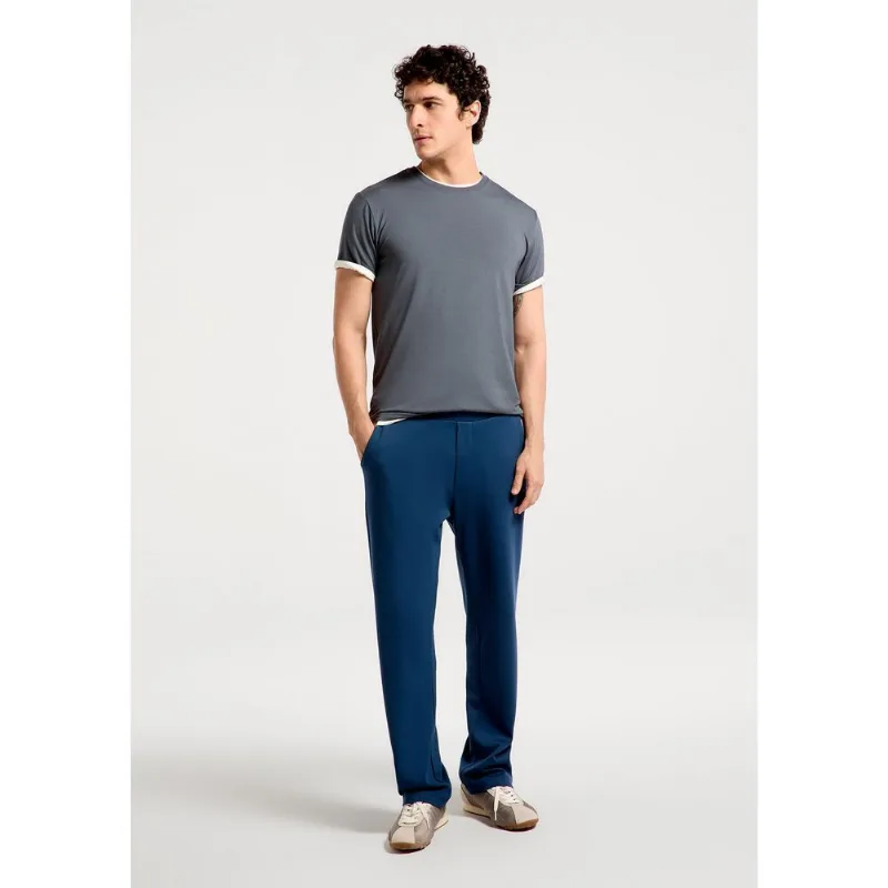 Calça Masculina Reta Em Malha Tech - Azul P