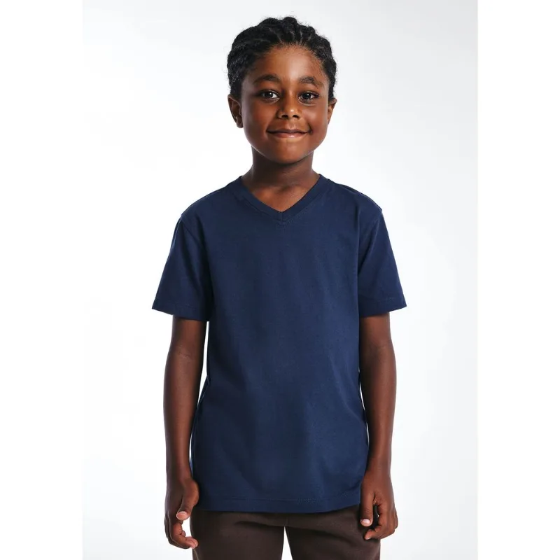 Camiseta Infantil Menino Manga Curta Gola V - Azul 012