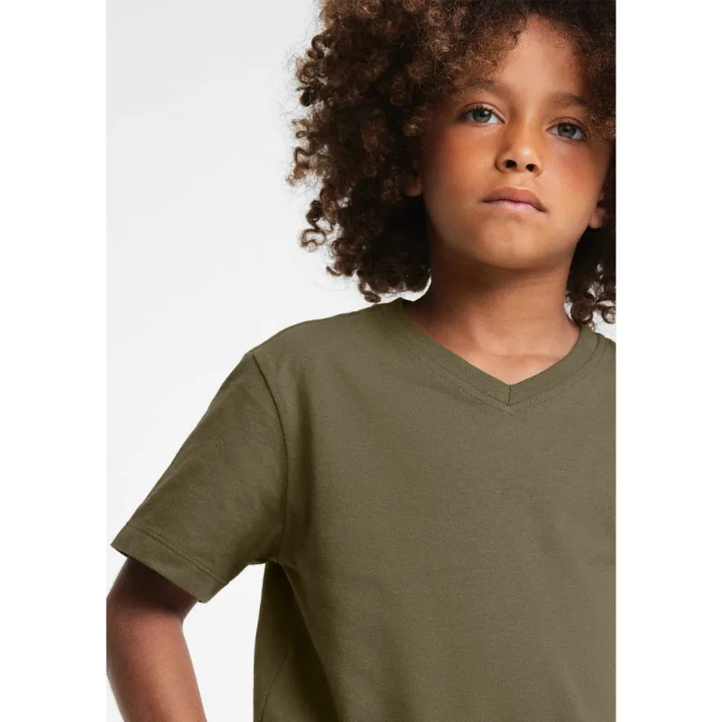 Camiseta Infantil Menino Manga Curta Gola V - Verde 010