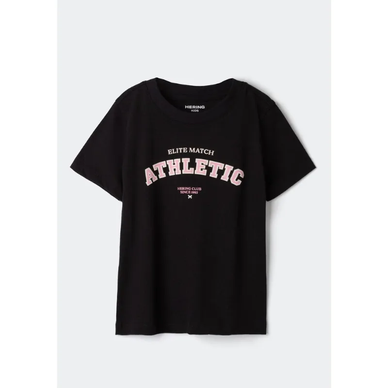 Blusa Infantil Menina Manga Curta Com Estampa - Preto 006