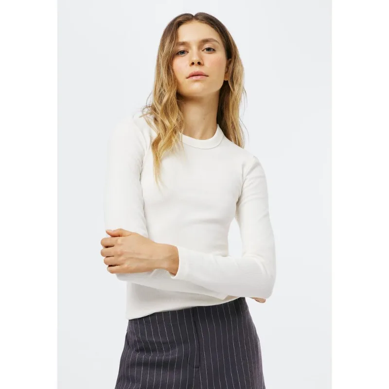 Blusa Feminina Manga Longa Slim Em Ribana - Off white XP