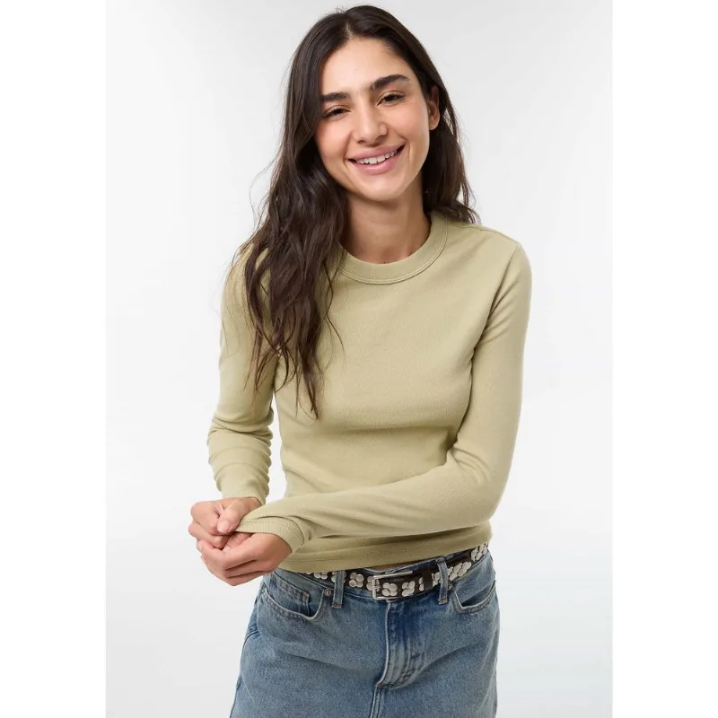 Blusa Feminina Manga Longa Slim Em Ribana - Verde XG