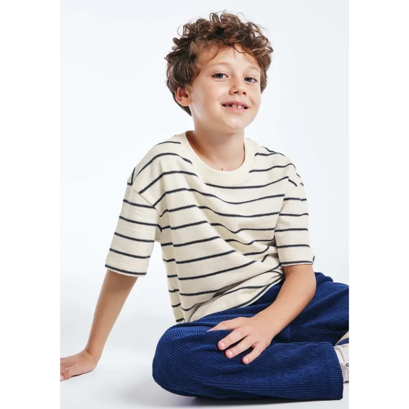 Camiseta Infantil Menino Manga Curta Listrada - Creme 008