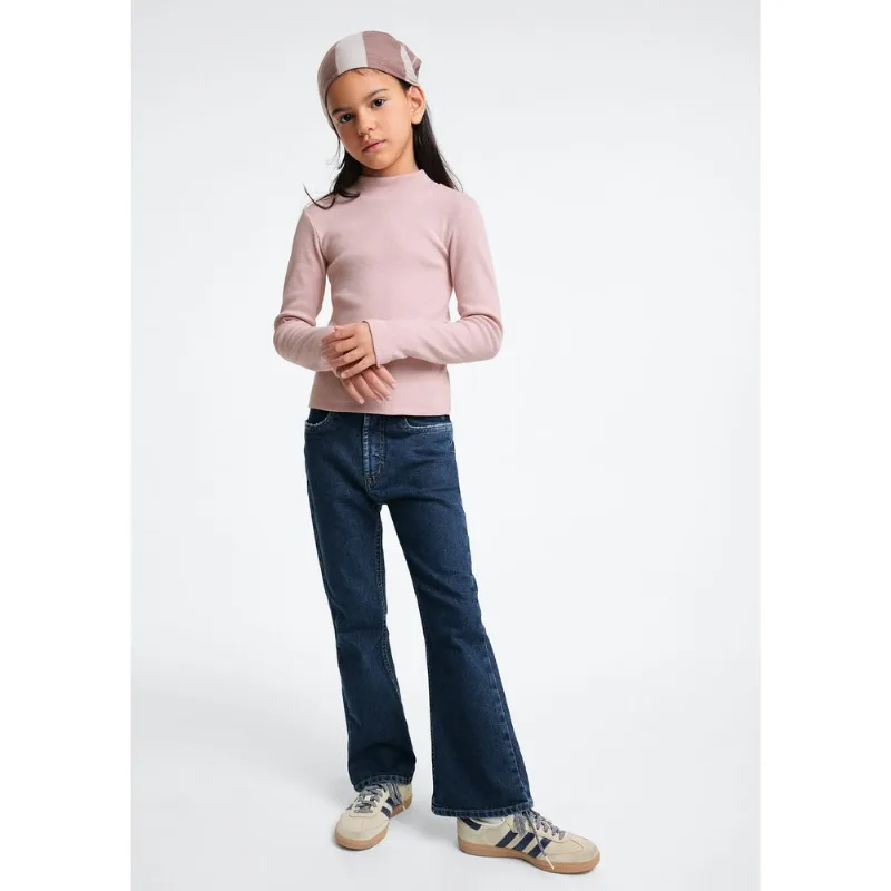 Blusa Básica Infantil Menina Manga Longa Com Gola Alta - Rosa 008