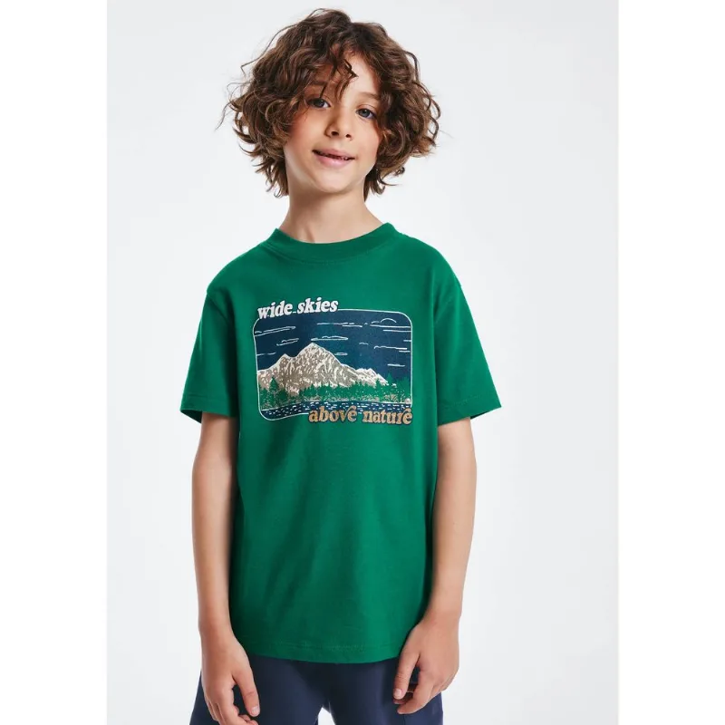 Camiseta Infantil Menino Manga Curta Com Estampa - Verde 010