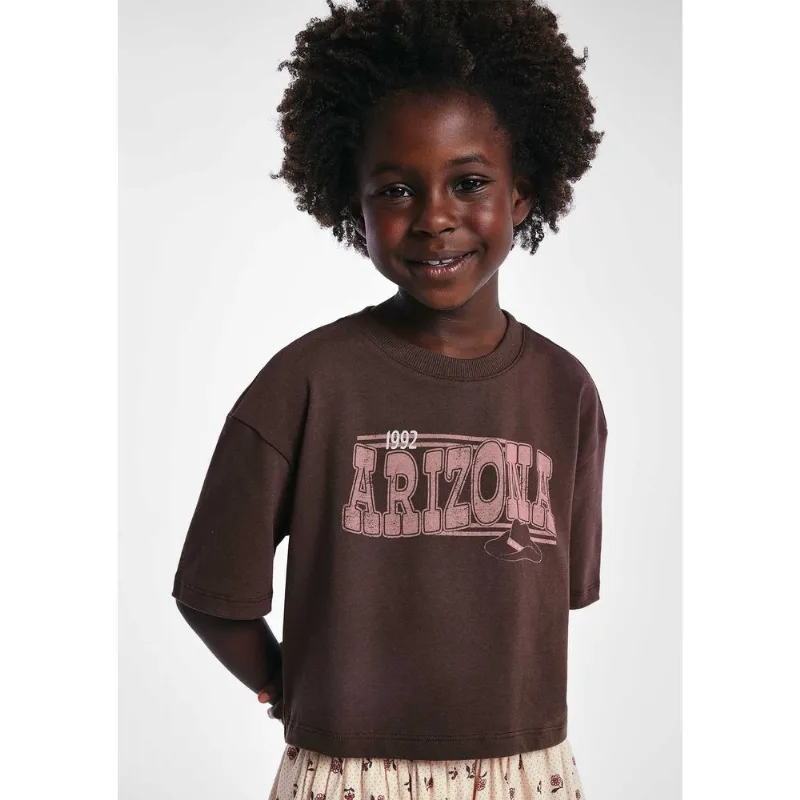 Blusa Infantil Menina Box Oversized Super Cotton - Marrom 010