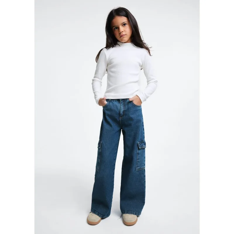 Calça Jeans Wide Leg Infantil Menina - Azul 016