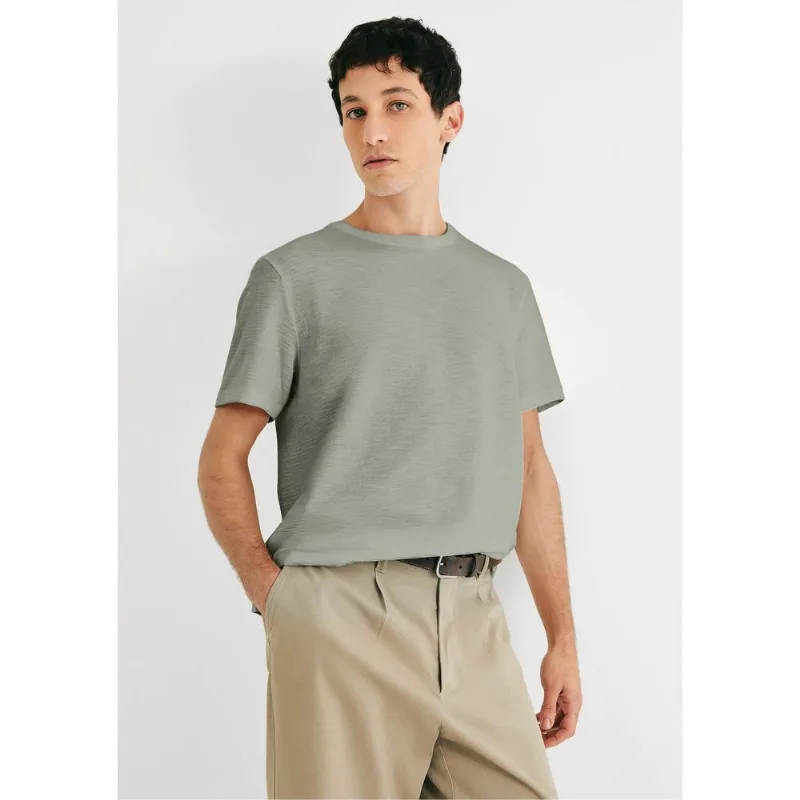 Camiseta Masculina Texturizada Regular - Cinza M
