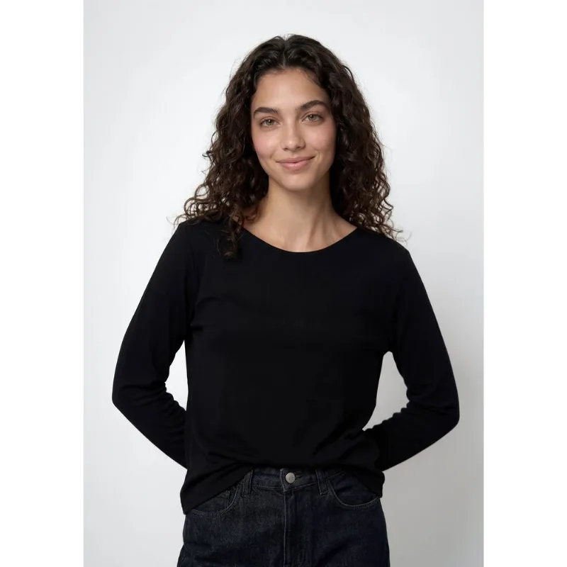 Blusa Feminina Manga Longa Em Malha - Preto XP