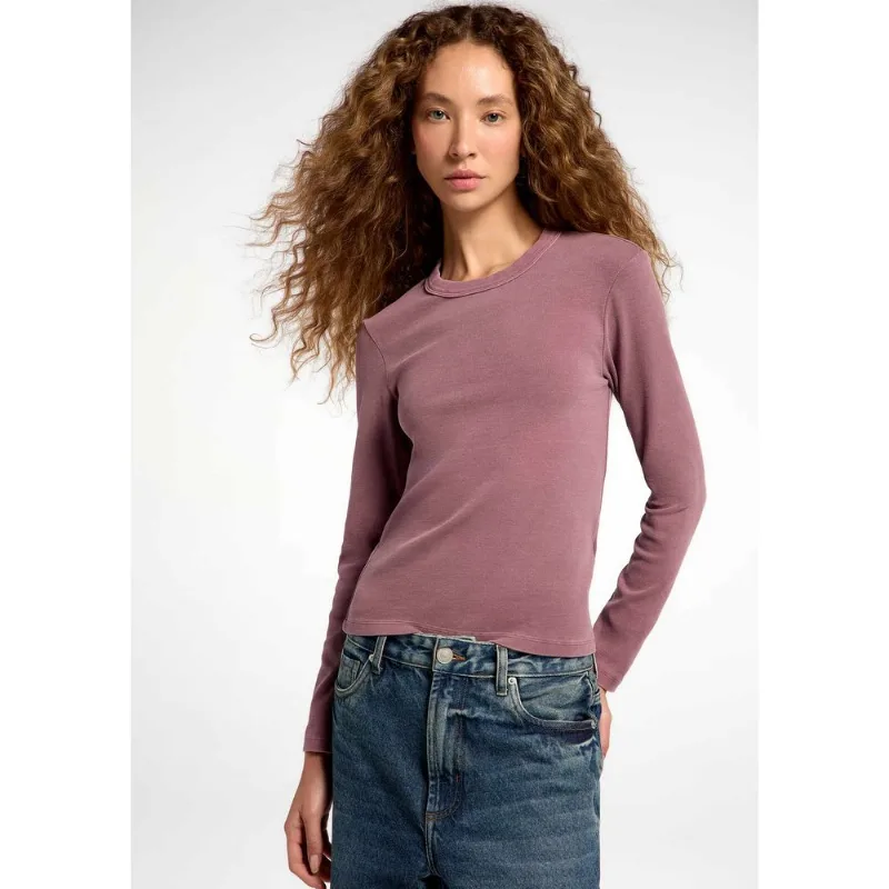 Blusa Feminina Manga Longa Em Ribana Estonada - Vinho M