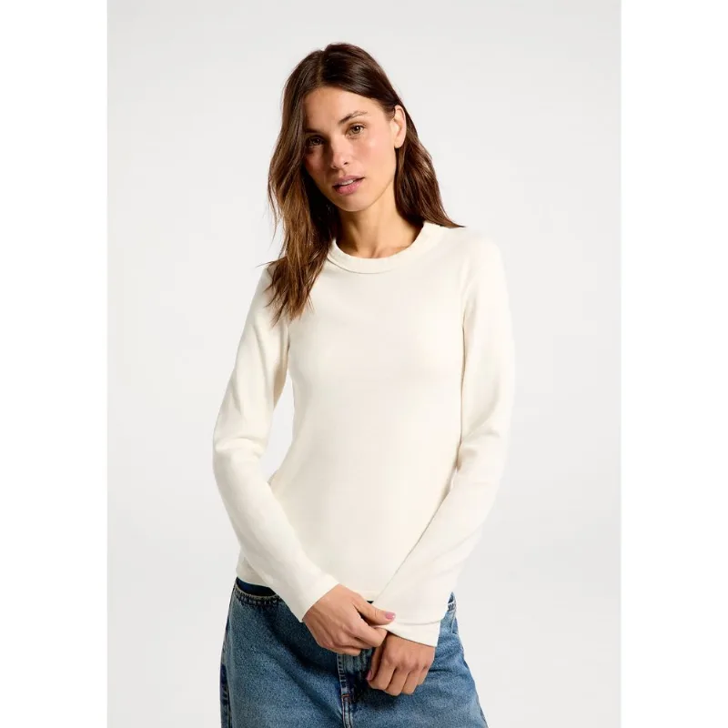Blusa Feminina Manga Longa Em Ribana Estonada - Off white XP