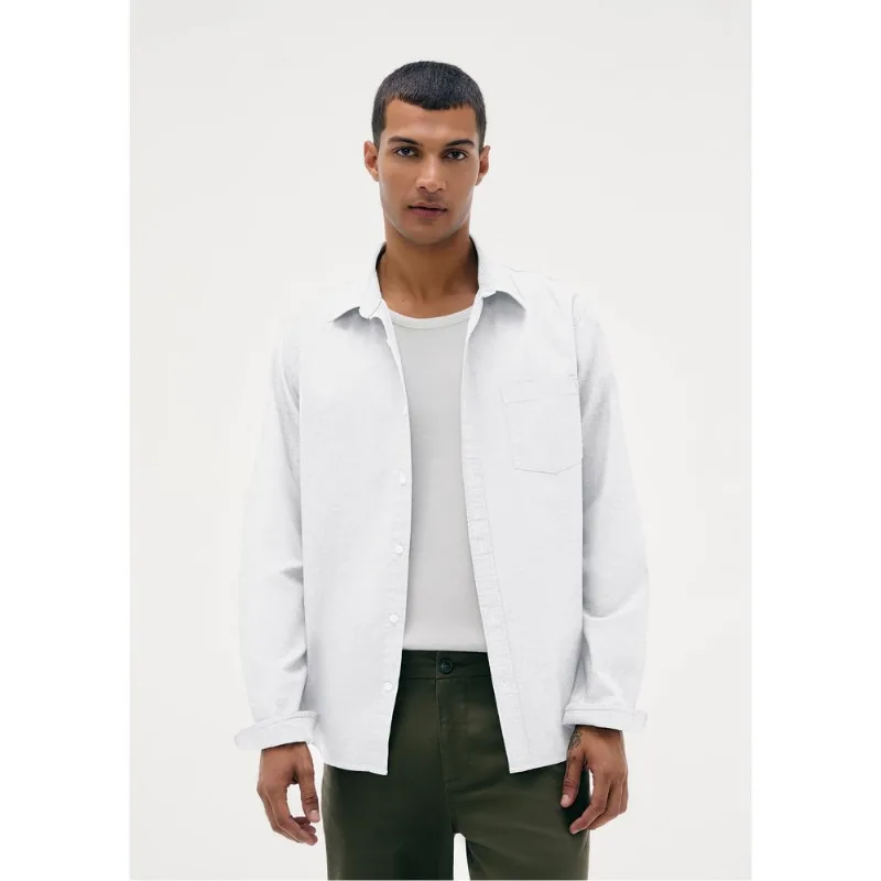 Camisa Masculina Manga Longa Oxford - Branco M
